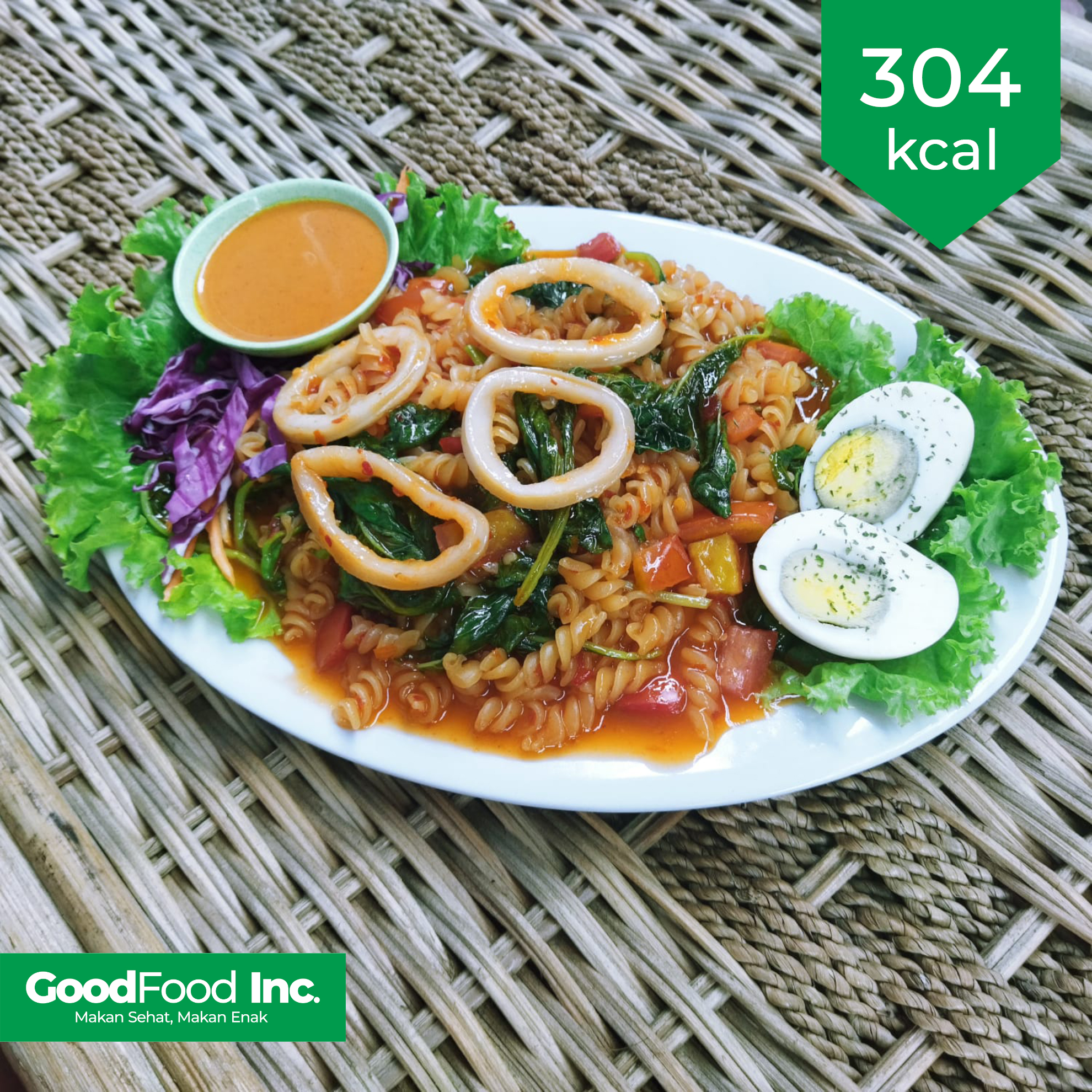 Squid Seafood Fusili With Spinach